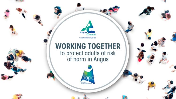 image with text Working together to protect adults at risk of harm in Angus