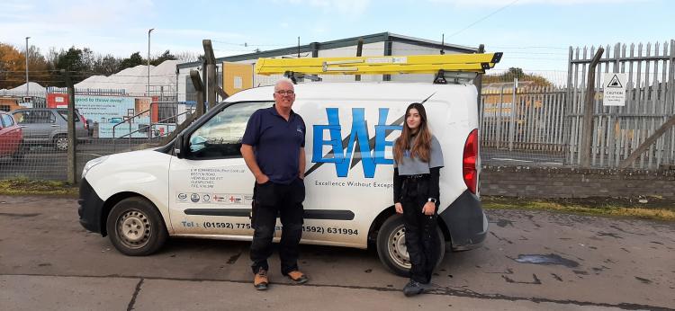 Mike Jamieson from EW Edwardson Ltd with Lucy Telfer who completed her work placement with EW Edwardson Ltd.