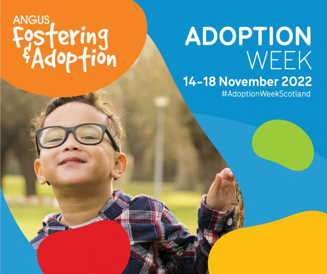 young boy smiling with text adoption week 14-18 November