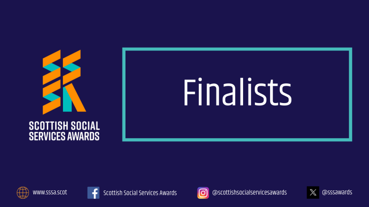text image with Scottish Social Services Awards logo and the word finalists