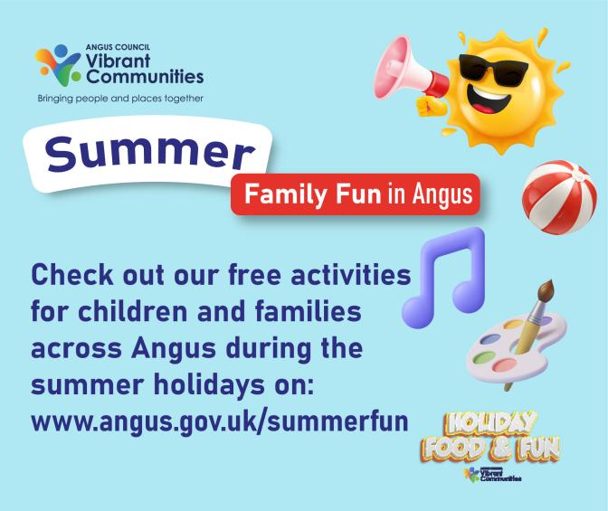 image with text summer family fun in angus.