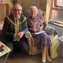 Depute Provost, Cllr Craig Fotheringham visits Miss Marjory Dick to mark her 100th Birthday